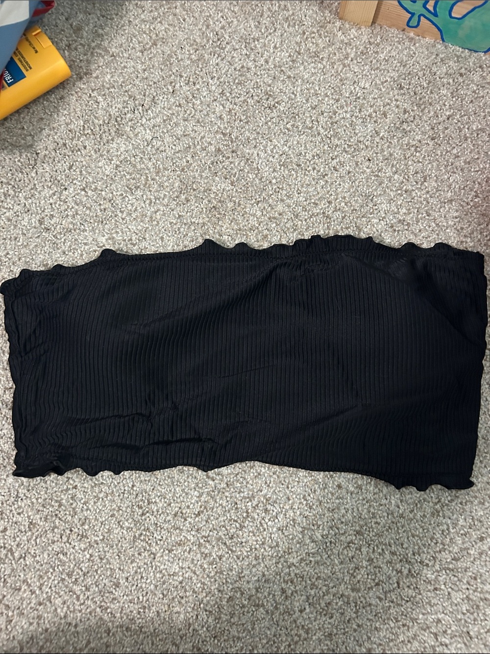 Black Ribbed Strapless Tube Top